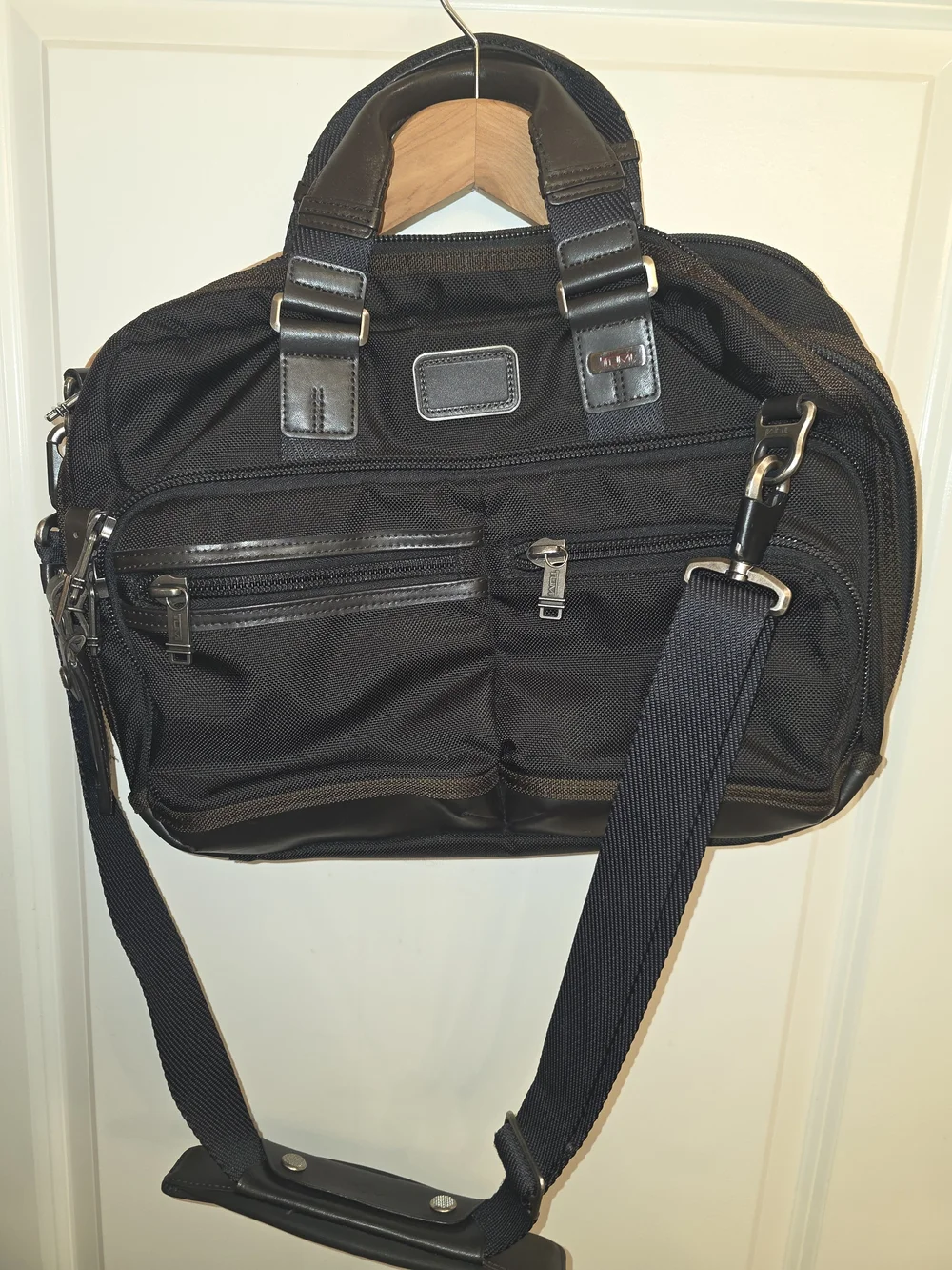 Tumi Alpha Black-Brown Ballistic Nylon Expandable Briefcase Messenger Bag26160DH
